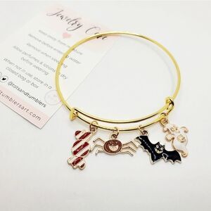 Hand Crafted Gold Plated Halloween Charm Bracelet
